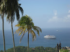 Queen Mary 2 anchored off of St. Lucia