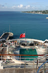 Aft of the Queen Mary 2 at Barbados