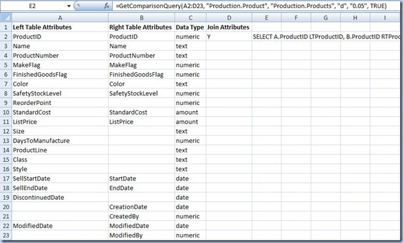 Excel - Comparison Datasets Excel - Comparison Datasets
