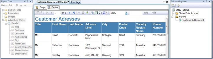 SSRS Tutorial Preview SSRS Tutorial Preview