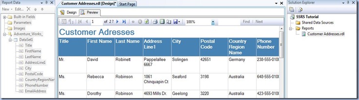 SSRS Tutorial Preview