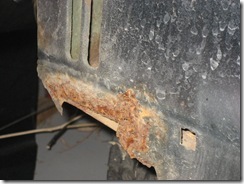Better picture of rust area on radiator core support Better picture of rust area on radiator core support