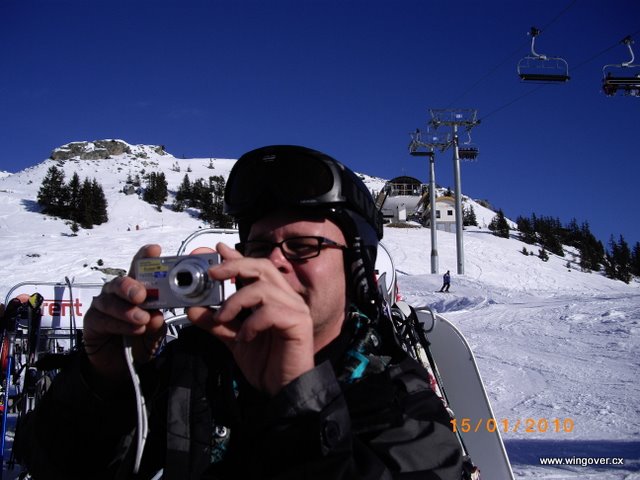 Lyžování Rakousko. Polední pauza.