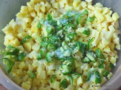 Add lemon juice and green chilli, salt