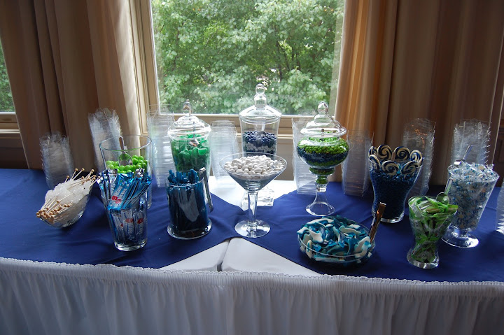 Blue and green candy buffet