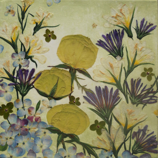 Bouquet painting pressed flowers CurlyArt wedding