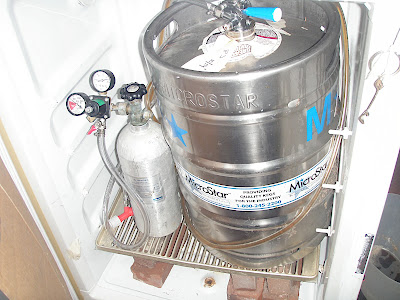 CO2 tank, regular, splitter, and a keg of Great Divide Hibernation