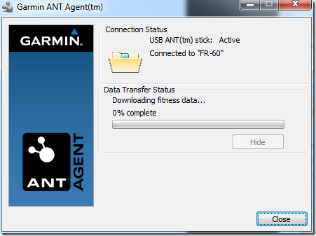 ANT+ Agent Downloading Data