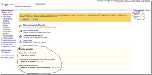 Withings Google Health Profile Settings