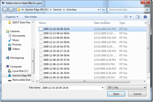 Edge 500 with Training Peaks picking FIT files