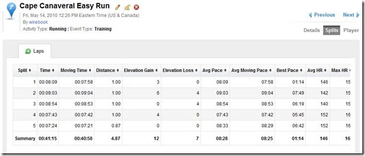 Garmin Connect Lap Data