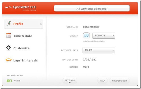 Nike+ GPS Sportwatch Connect Software Setting Changes Nike+ GPS Sportwatch Connect Software Setting Changes