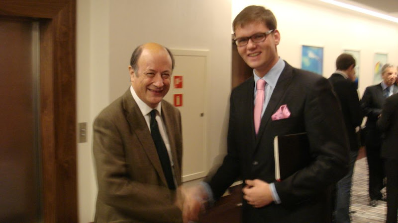 Jakub Fijewski i minister Jacek Rostowski w Gdańsku.