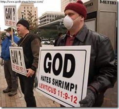Left-wing protesters mockingly suggest God also hates shrimpers