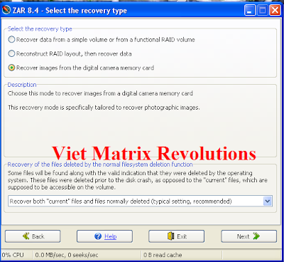 Phục hồi ảnh thẻ nhớ - Viet Matrix Revolutions Phục hồi ảnh thẻ nhớ - Viet Matrix Revolutions