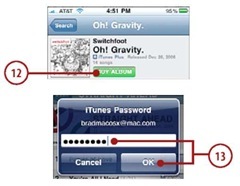 Tap the BUY ALBUM or BUY NOW button.You see the iTunes Password prompt.
