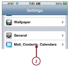 Tap Mail,Contacts,Calendars.