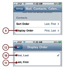 Tap Display Order.The Display Order screen appears.