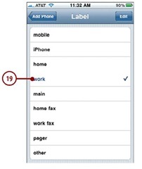  Tap the label you want to associate with the phone number.
