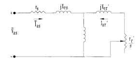 Simplified equivalent circuit of one phase of a polyphase motor.