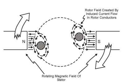 End view of two rotor segments (magnetic interaction with stator)