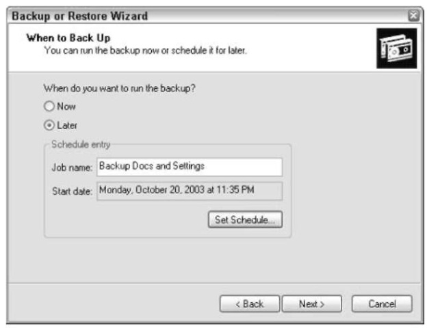 Use this step to schedule backups.