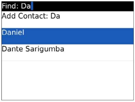 Enter more letters to shorten the potential contacts list search.