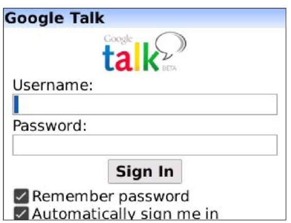 Logon screen for Google Talk.