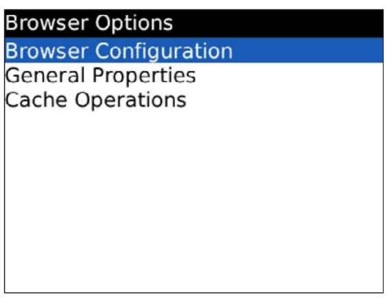 The Browser Options screen.