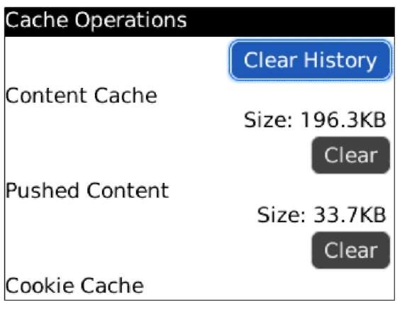 The Cache Operations screen.