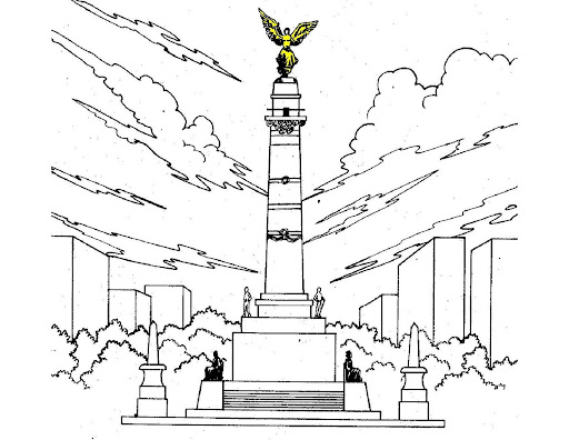 Dibujo al Ángel de la Independencia para colorear