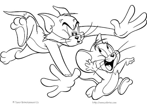 Tom persiguiendo a Jerry para colorear
