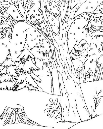 paisajes invernales para colorear