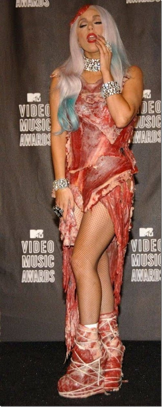 Lady Gaga e seu vestido feito de Carne (6)