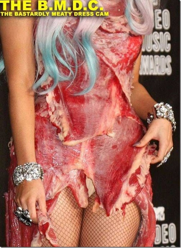 Lady Gaga e seu vestido feito de Carne (3)