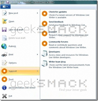Windows Live Writer 2010 - окно настройки программы