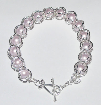 *Caged Pearls* DIY Bracelet - Silver / Light Pink