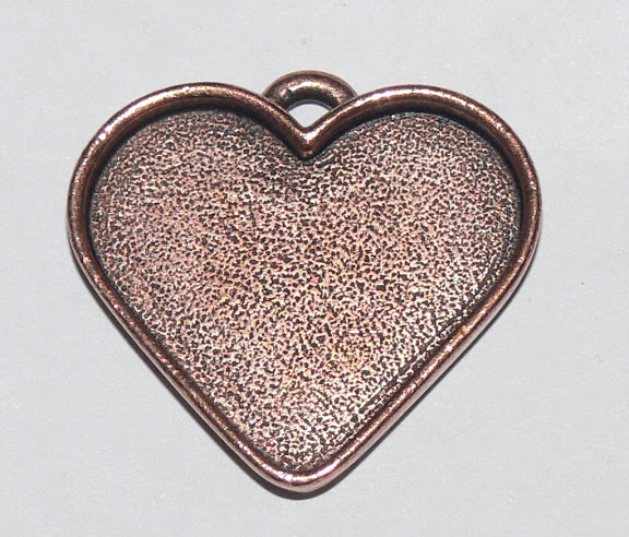 Antique Copper Pendant tray - Lge Heart