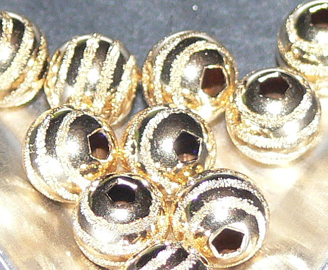 14k GF 6mm round bead stardust stripes
