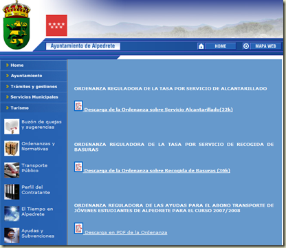Página web del Ayuntamiento - Ordenanzas