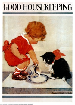 good housekeeping, cat and child