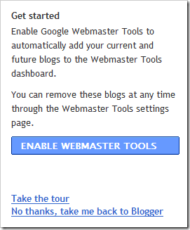 Enable Webmater for Blogger
