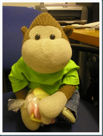 Monkey with sweetie Monkey with sweetie