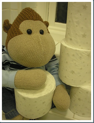 Monkey with Festive Loo Rolls