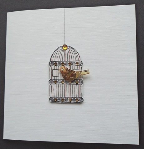 PaperArtsy Bird Cage This is my first effort using a PaperArtsy Mini Stamp