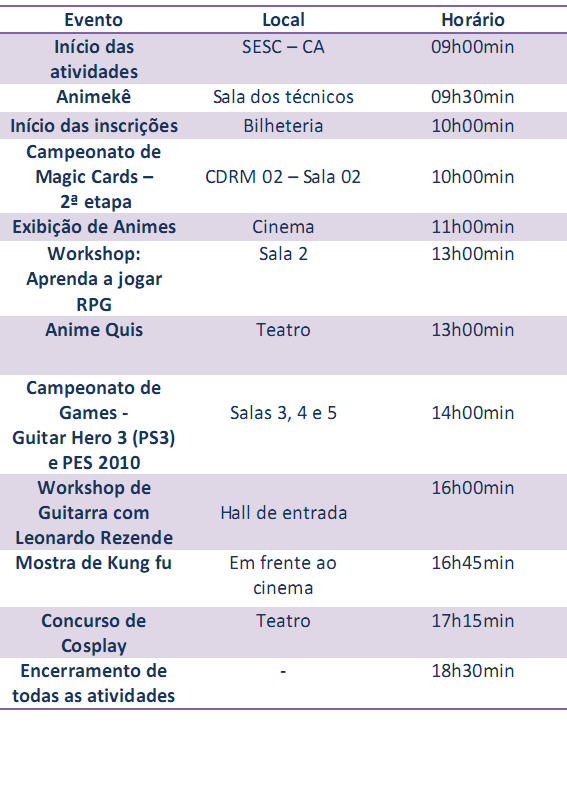 Programação Anime Soul