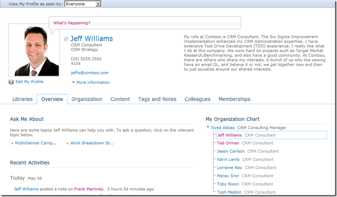SharePoint 2010 My Site My Profile page SharePoint 2010 My Site My Profile page