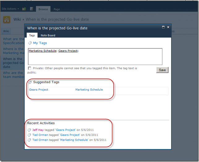SharePoint 2010 Suggested Tags and Recent Activitie SharePoint 2010 Suggested Tags and Recent Activities