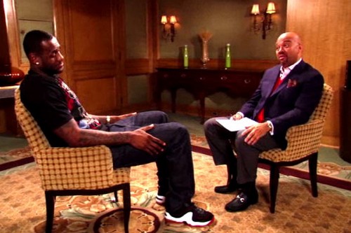 James Rocking Nike Penny 2 During ABC Halftime Interview