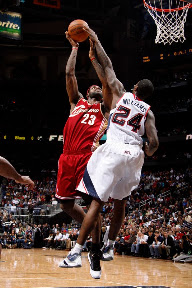 lebron james nba 091229 cle at atl 13 King James Debuts Black/White/Gold LBJ7 as Cavs Sink Hawks